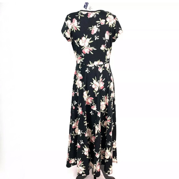 2/$60Chaps NW Blue Cream Floral Jersey Midi Dress - Picture 8 of 10